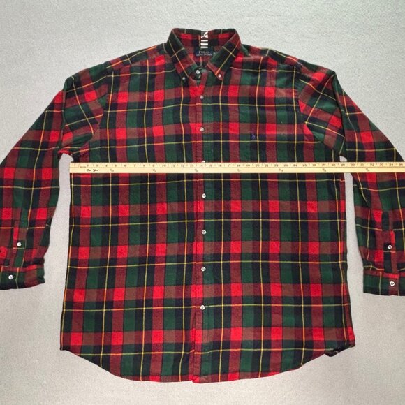 Polo Ralph Lauren Classic Fit Flannel Shirt Red Green Plaid Pony XXLT / 2XLT - Picture 4 of 8